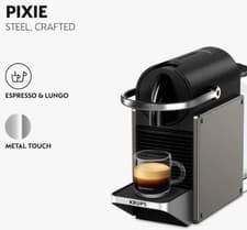Image of Krups Nespresso Pixie Pod Coffee Machine 19 Bar 0.7L Espresso Lungo Black Silver