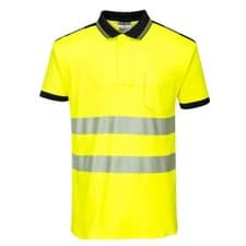 Image of Portwest PW3 Hi-Vis Cotton Comfort Polo Shirt Short Sleeve Reflective T180