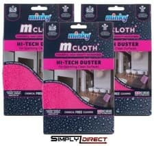 Image of 3x Minky M Cloth Hi-Tech Duster Microfibre Cloth for Sparkling Clean Surfaces 