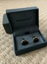 Image of Fred Bennett Cufflinks - Xmas Gift Men’s Gents Boys Cuff links Black Onyx