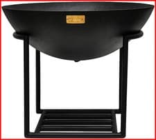 Image of Large Garden Fire Pit Outdoor Patio Camping Cast Iron Bowl Log Burner Heater