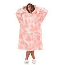 Image of Dreamscene Extra Long Tie-Dye Print Fleece Oversized Wearable Hoodie Blanket