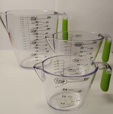 Image of Colourworks 3 Piece Measuring Jug Set Soft Grip Comfortable green Handle