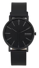 Image of Skagen Signatur Leather Strap Black Dial Casual Quartz SKW6902 Mens Watch