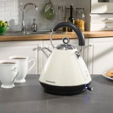 Image of Daewoo Kensington Pyramid Cordless Kettle Electric Retro Stainless Steel 3000W