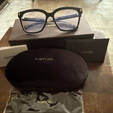 Image of Tom Ford FT5892 B/V 001 Shiny Black Blue Block Lens 56 mm Women's Eyeglasses