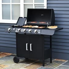 Image of Gas BBQ Grill Stainless Steel 4 Burner + 1 Side Outdoor Barbecue Party