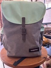 Image of Eastpak Backpack Rucksack Medium Grey/Green Lightweight Padded Buckle Flap