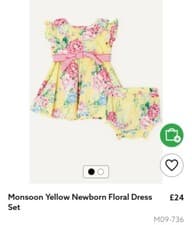 Image of NWOT Monsoon Baby Girl Yellow Floral Frock Dress Knicker Set 12-18 Months Next