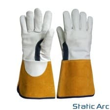 Image of WELDING GLOVES TIG MIG GAUNTLET PAIR LEATHER HEAT RESISTANT MMA ARC HEAVY DUTY