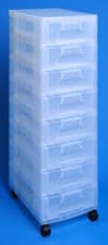 Image of 'REALLY USEFUL STORAGE BOXES' 8 x 7 LITRE CLEAR TOWER CLEAR DRAWERS NEW