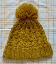 Image of BNWT "Accessorize" Mustard Pattern Knitting Beanie, one Size
