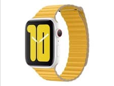 Image of Official Apple Leather Link Watch Strap Size L 44mm Meyer Lemon RRP £99