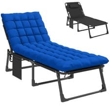 Image of Outsunny Folding Sun Lounger, Oversized Camping Bed, Blue