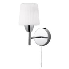 Image of Litecraft Molice Bathroom Wall Light With Ribbed Glass Shade - Polished Chrome