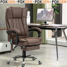 Image of Brown Executive Office Chair Leather High Back Armrests Swivel Footrest Chair
