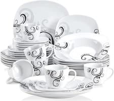 Image of 30Pc Complete Dinner Set Decal Crockery Porcelain Plates Bowls Mugs Cups Saucers