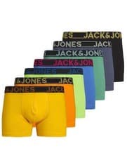 Image of Jack & Jones Jacbill Solid Trunks 7 Pack Cotton Stretch Boxers - Multi Colour