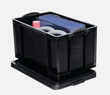 Image of Really Useful 84L Recycled Plastic Storage Box Black 84 Litre - New