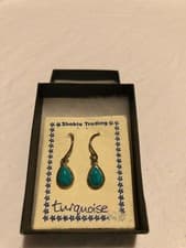 Image of Gorgeous Brand new original box 925 Silver Turquoise Drop Earrings