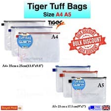 Image of Tiger School Office Stationary A4+ A5 Tuff Bags Pencil Case Clear A4 A5 Wallets
