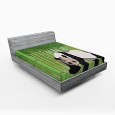 Image of Geometric Forest Fitted Sheet Panda Bamboo