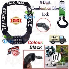 Image of Heavy Duty Bike Chain Lock With 5 Digit Resettable Combination Code Bicycle Loop