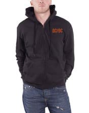 Image of AC/DC Hoodie Classic Band Logo Highway To Hell new Official Mens Black Zipped