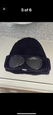 Image of CP Company Black Goggle Wool Beanie Hat
