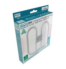 Image of CROMPTON 2D 28W 4 PIN WHITE LIGHT BULB COMPACT FLUORESCENT GR10Q BUTTERFLY 3500K