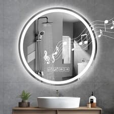 Image of Round Bathroom Mirror with Bluetooth LED Lights Illuminated Demister 600*600mm