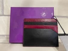 Image of Ted Baker 'Contrast Edge' Card Holder, black/red leather - gift boxed