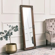 Image of Tall Ornate Gold Wall Mirror 47cm x 142cm metallic antique leaner full length