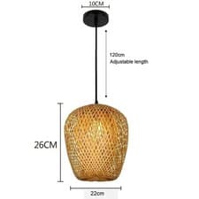 Image of Natural Wicker Rattan Ceiling Pendant Light Shade Lampshade LED Bulb Scandi Boho