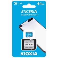 Image of Kioxia Exceria 64GB MicroSD SDXC card, Class10, U1, 100MB/s, UK Seller
