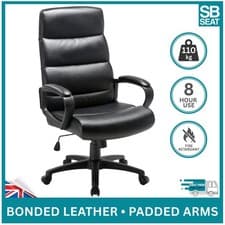 Image of Malaga Executive Office Chair Black Bonded Leather High Back Swivel Padded Arms
