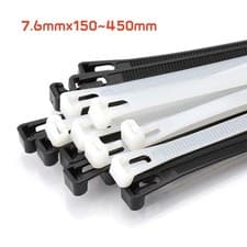 Image of 7.6mm x 150~450mm Black & White Releasable Reusable Strong Cable Zip Ties Wraps