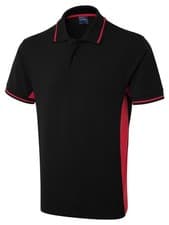 Image of Men's Tipped Collar Polo Shirt Black & Red Size XS- 4XL Sports Academy T-Shirt