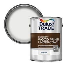 Image of Dulux Trade Paint Quick Dry Wood Primer Undercoat | All Sizes | White