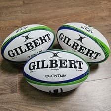 Image of Gilbert Rugby Ball - Premium Quantum Match Ball Green Blue - Size 5 - Ex-Display