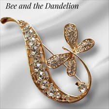 Image of Butterfly Gold Tone Rhinestone Crystal Brooch~ Lapel or Scarf Pin