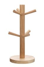 Image of Premier Housewares Rubberwood Mug Tree 6 Mugs Holder for Kitchen | Free Stand...