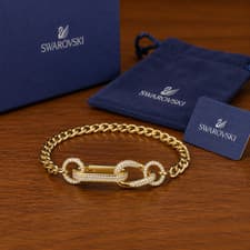 Image of Swarovski Dextera Gold Tone Crystal Bracelet With Box