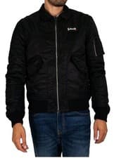 Image of Schott Men's Removable Badge Bomber Jacket, Black, Size Medium