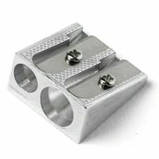 Image of PENCIL SHARPENER DOUBLE SILVER METAL LONG LIFE