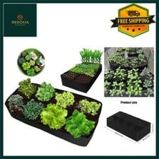 Image of Fabric Raised Garden Bed with 8 Grids, 180x90x30cm Grow Bag