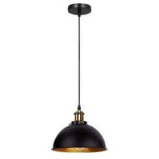 Image of Black Metal Shade Ceiling Pendant Light Vintage Industrial Retro E27 Lamp