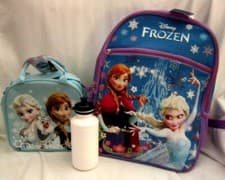 Image of Frozen Anna and Elsa 16" Blue Backpack & Insulated 9.5" Elsa&Anna Lunch Bag-New!