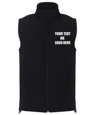 Image of Printed Pro 2-Layer Softshell Gilet Unisex Bodywarmer Custom Text Logo WorkWear