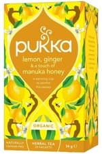 Image of Organic Lemon, Ginger & Manuka Honey Tea 20 x Sachets (Pukka)
